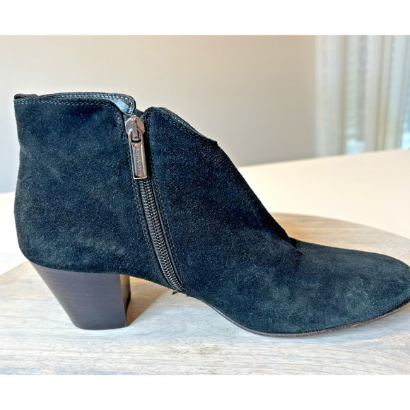 Aquatalia Fleurette Suede Ankle Bootie Black Size 9 - Picture 5 of 9